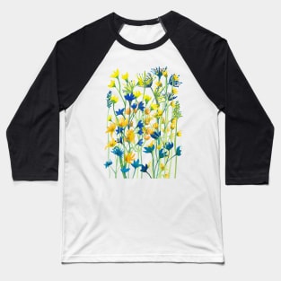Wildflower meadow watercolor painting Baseball T-Shirt